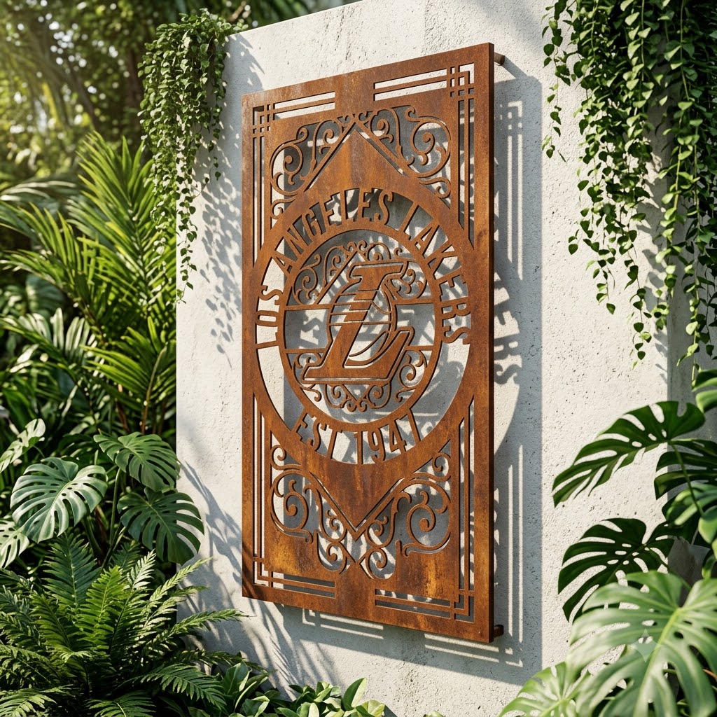 NBA Los Angeles Lakers Custom Metal Garden PanelBasketball Monogram Wall Art Home Decor
