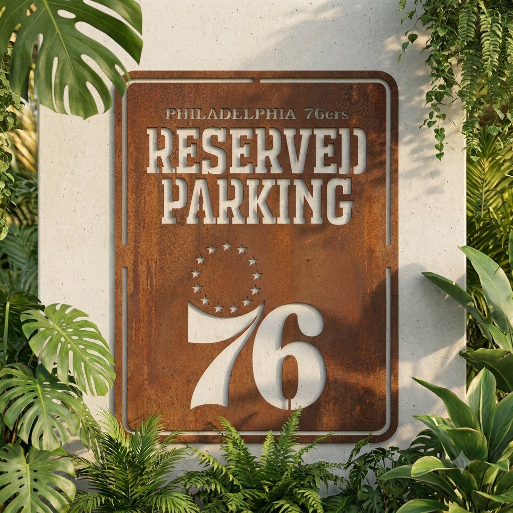 Philadelphia 76ers Reserved Parking Custom Metal Garden PanelNBA Fan Wall Art Home Decor
