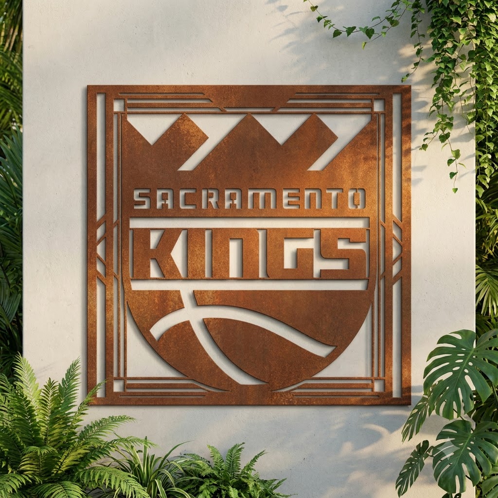 Sacramento Kings Logo Custom Metal Garden PanelNBA Fan Wall Art Home Decor