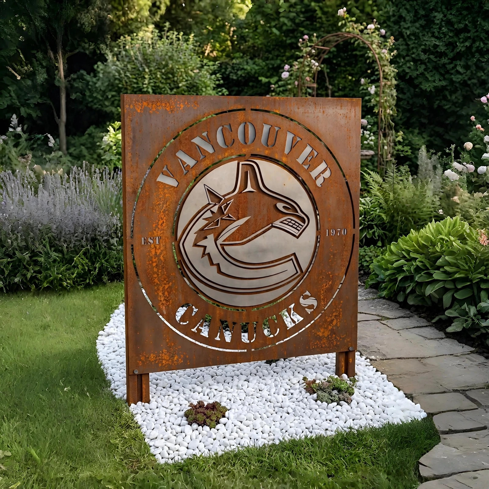 NHL Vancouver Canucks Metal Garden Panel Yard Art Outdoor Decor