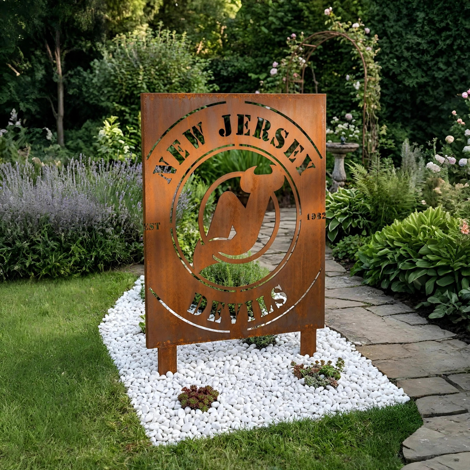 NHL New Jersey Devils Metal Garden Panel Yard Art Outdoor Decor