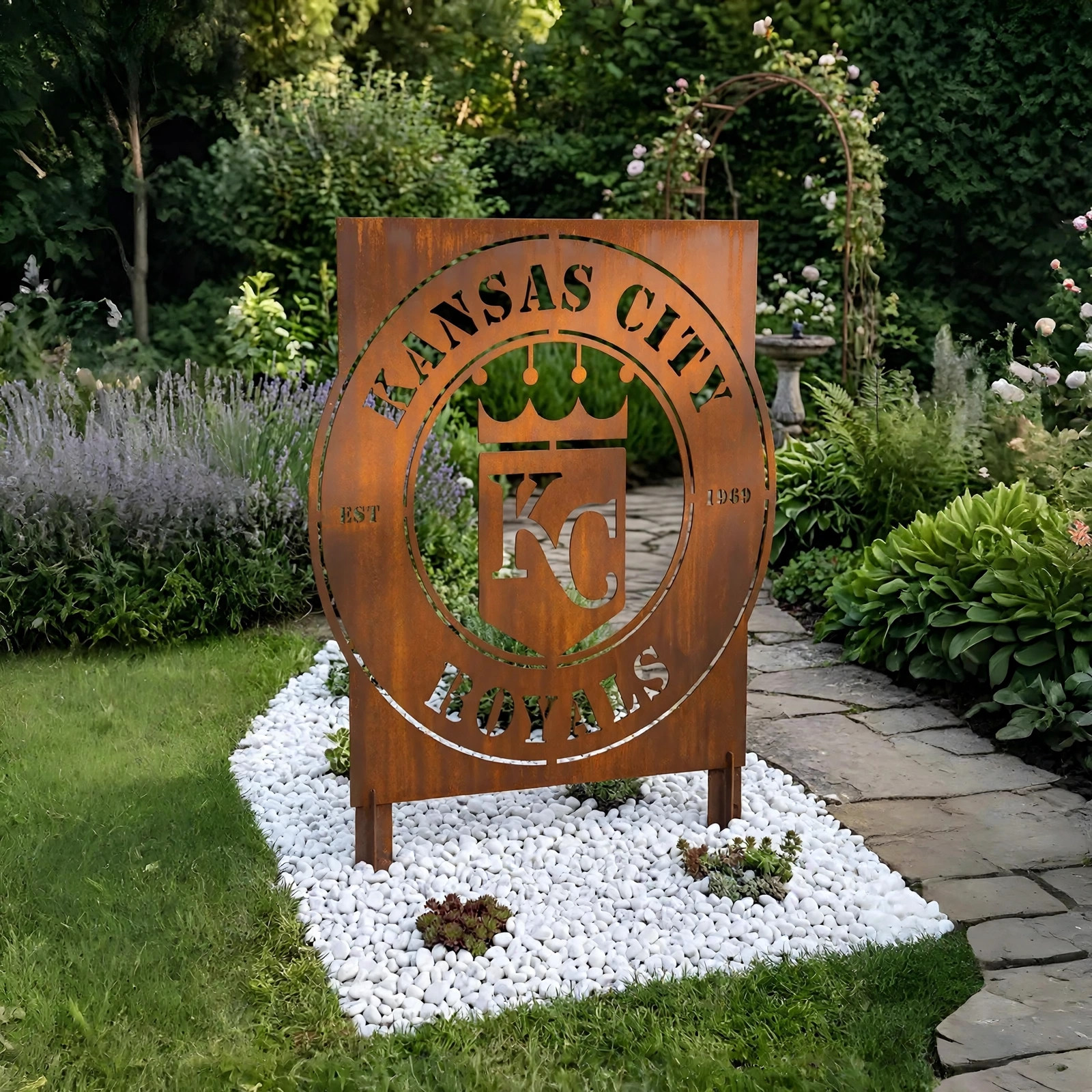 Kansas City Royals Logo Metal Garden Panel – MLB Baseball Fan Outdoor Yard Decor Gift