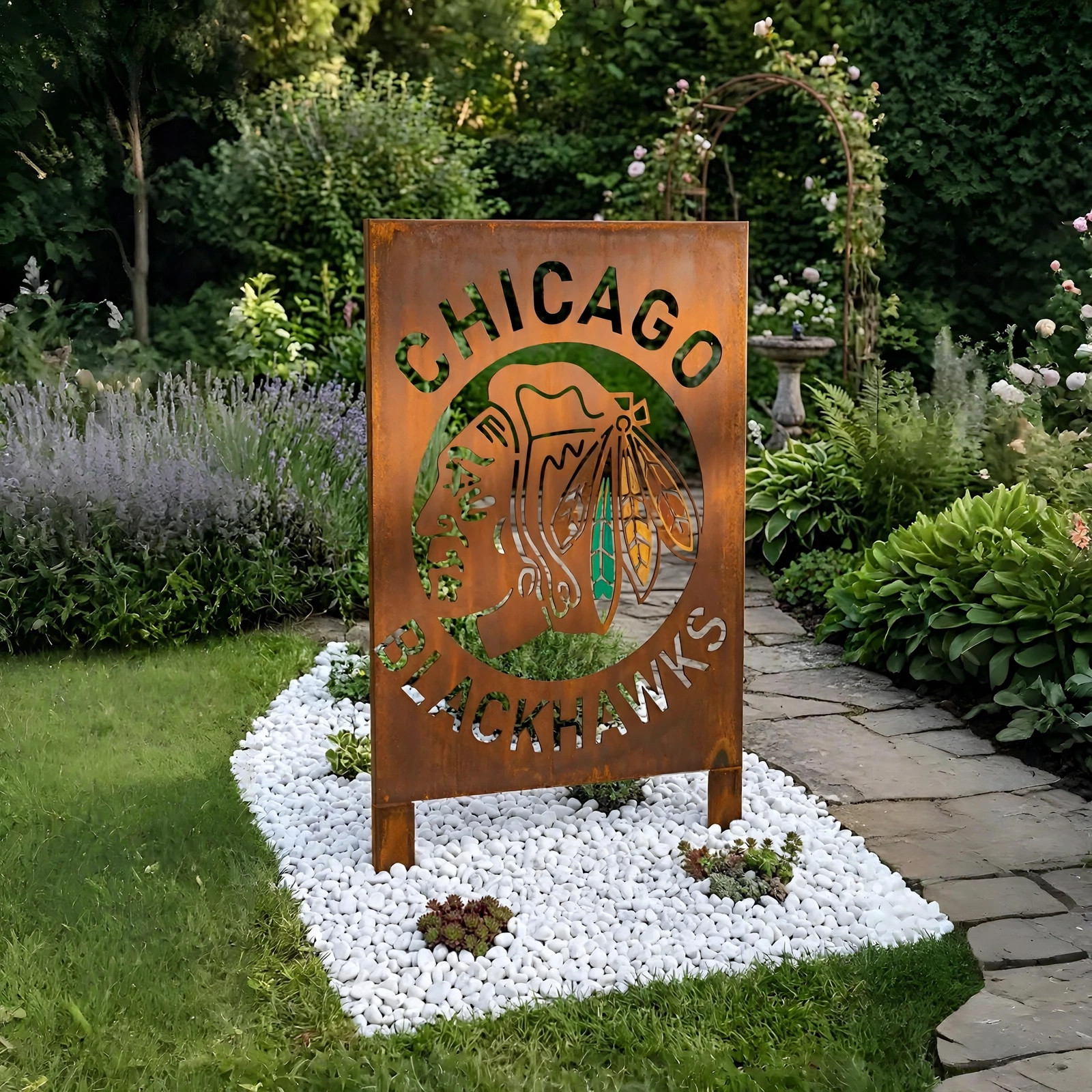 NHL Chicago Blackhawks Hockey Lover Wall Art Home Decor Metal Garden Panel Yard Art Outdoor Decor