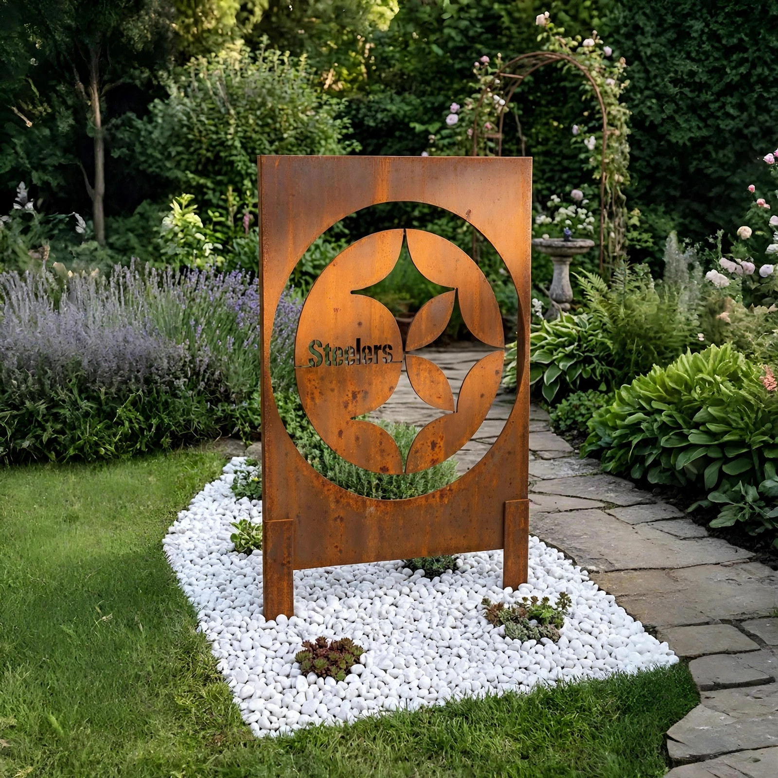 Pittsburgh Steelers Logo Metal Garden Panel – NFL American Football Fan Outdoor Yard Decor Gift