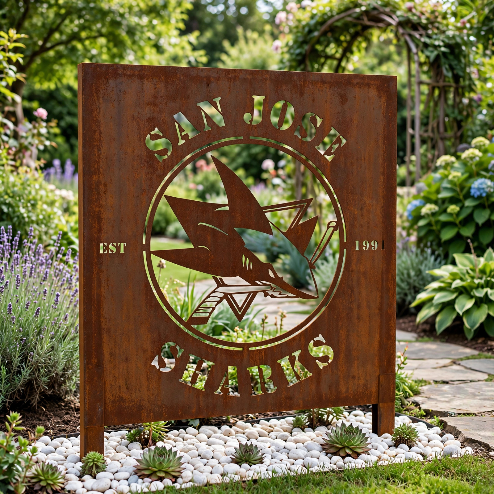 NHL San Jose Sharks Metal Garden Panel Yard Art Outdoor Decor