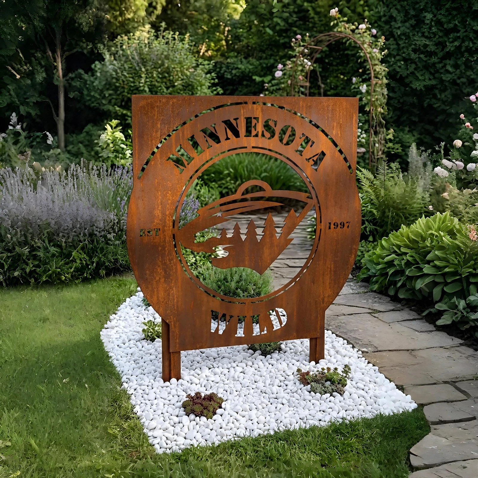 NHL Minnesota Wild Metal Garden Panel Yard Art Outdoor Decor