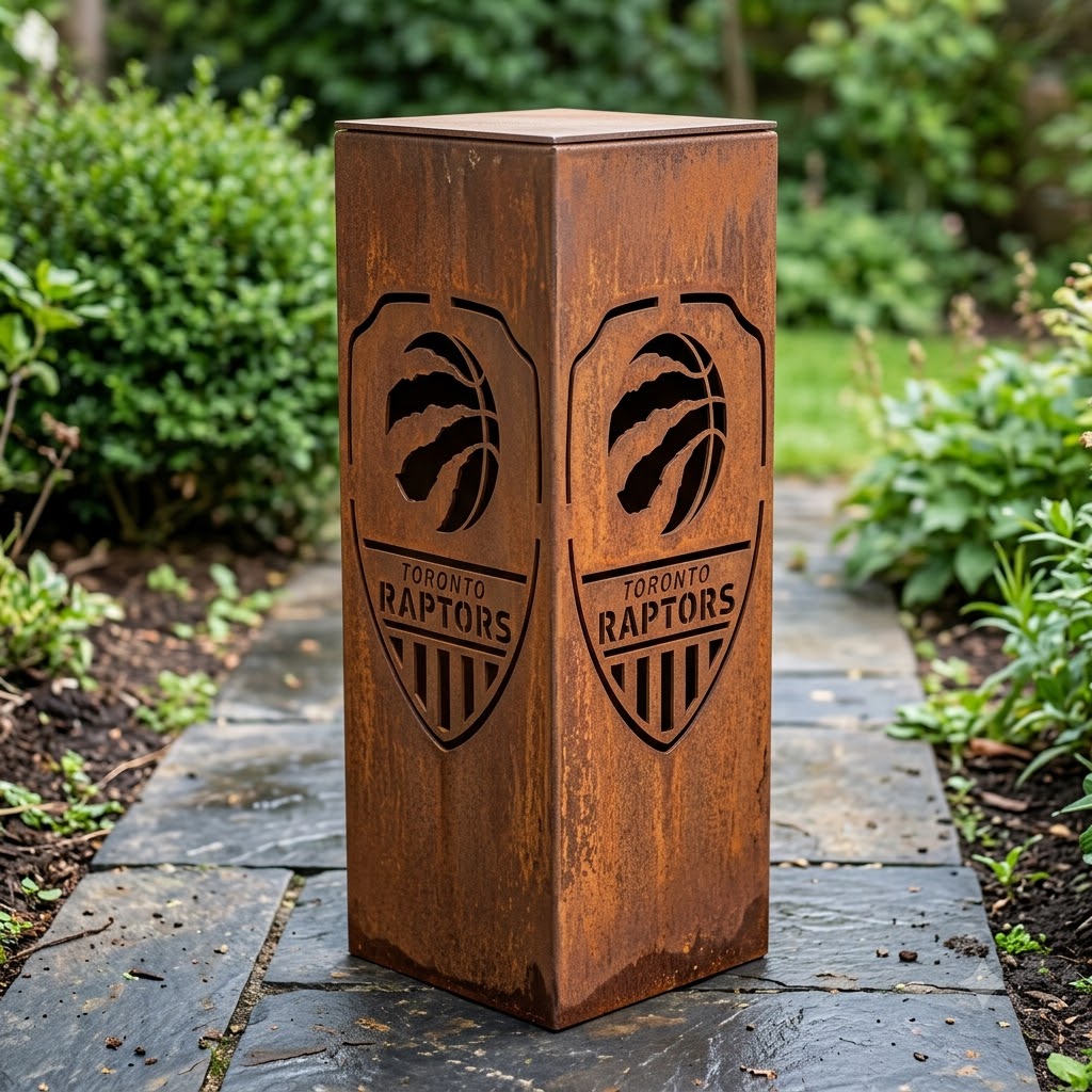 Toronto Raptors Shield Shape Garden Metal ColumnNBA Fan Wall Art Home Decor