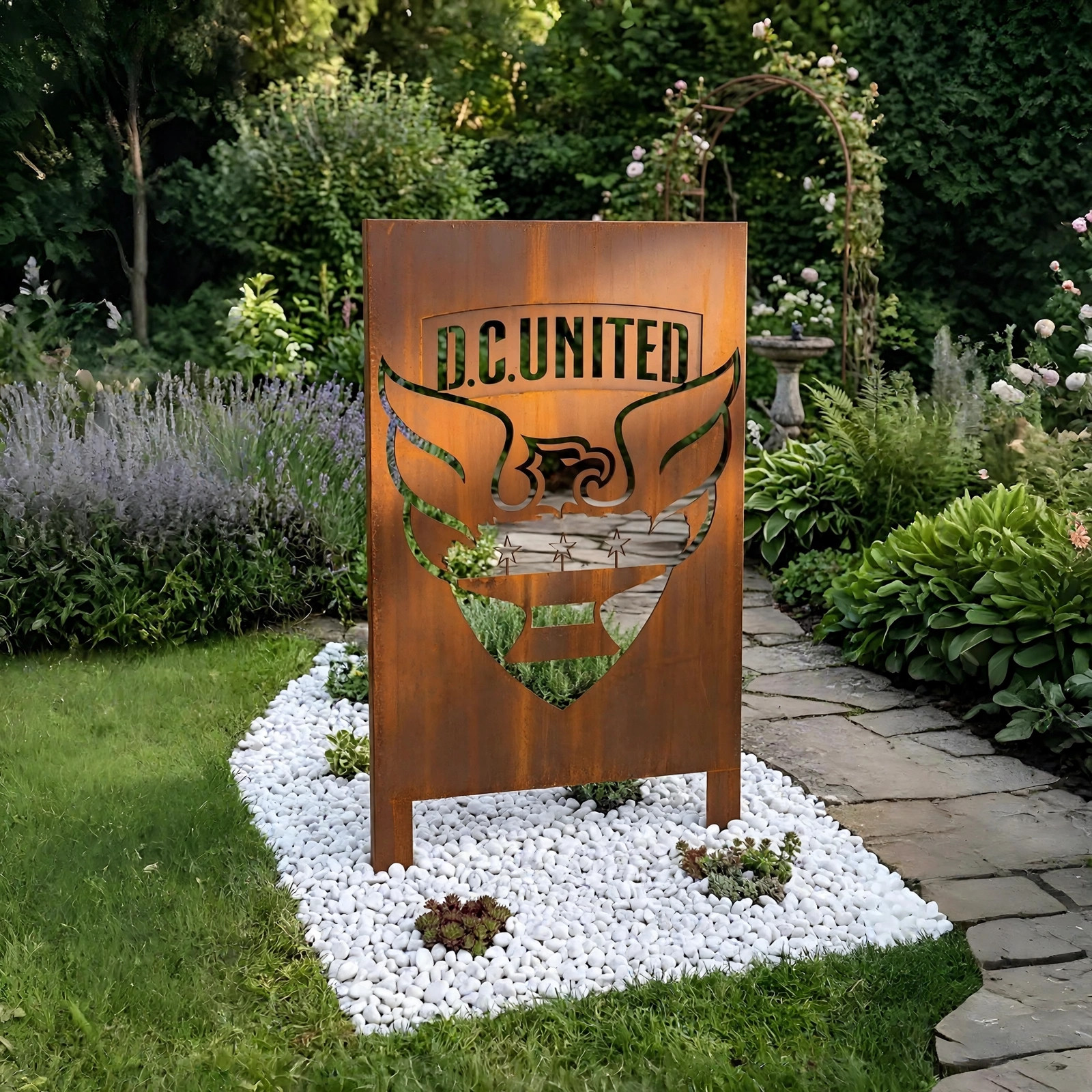 D.C. United Logo Metal Garden Panel – MLS Soccer Fan Outdoor Yard Decor Gift