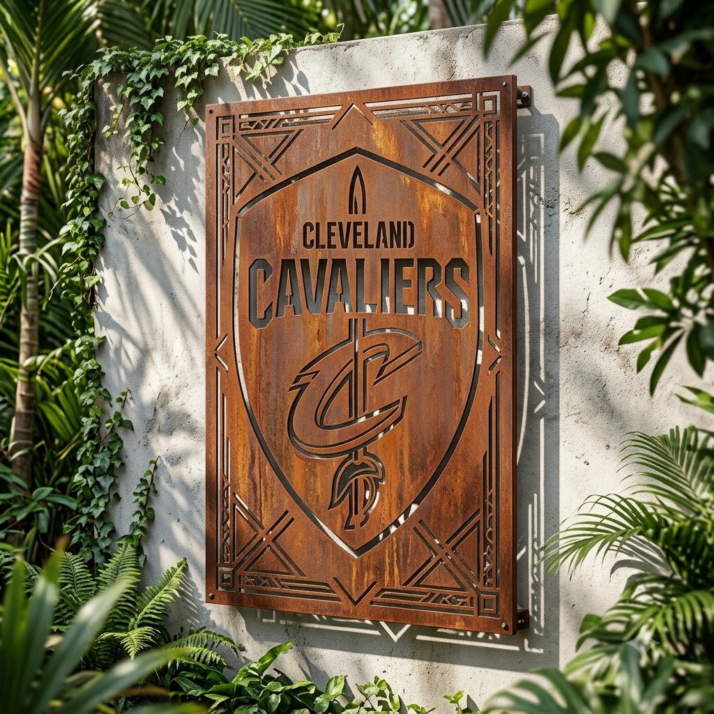 Cleveland Cavaliers Logo Custom Metal Garden PanelNBA Wall Art Home Decor