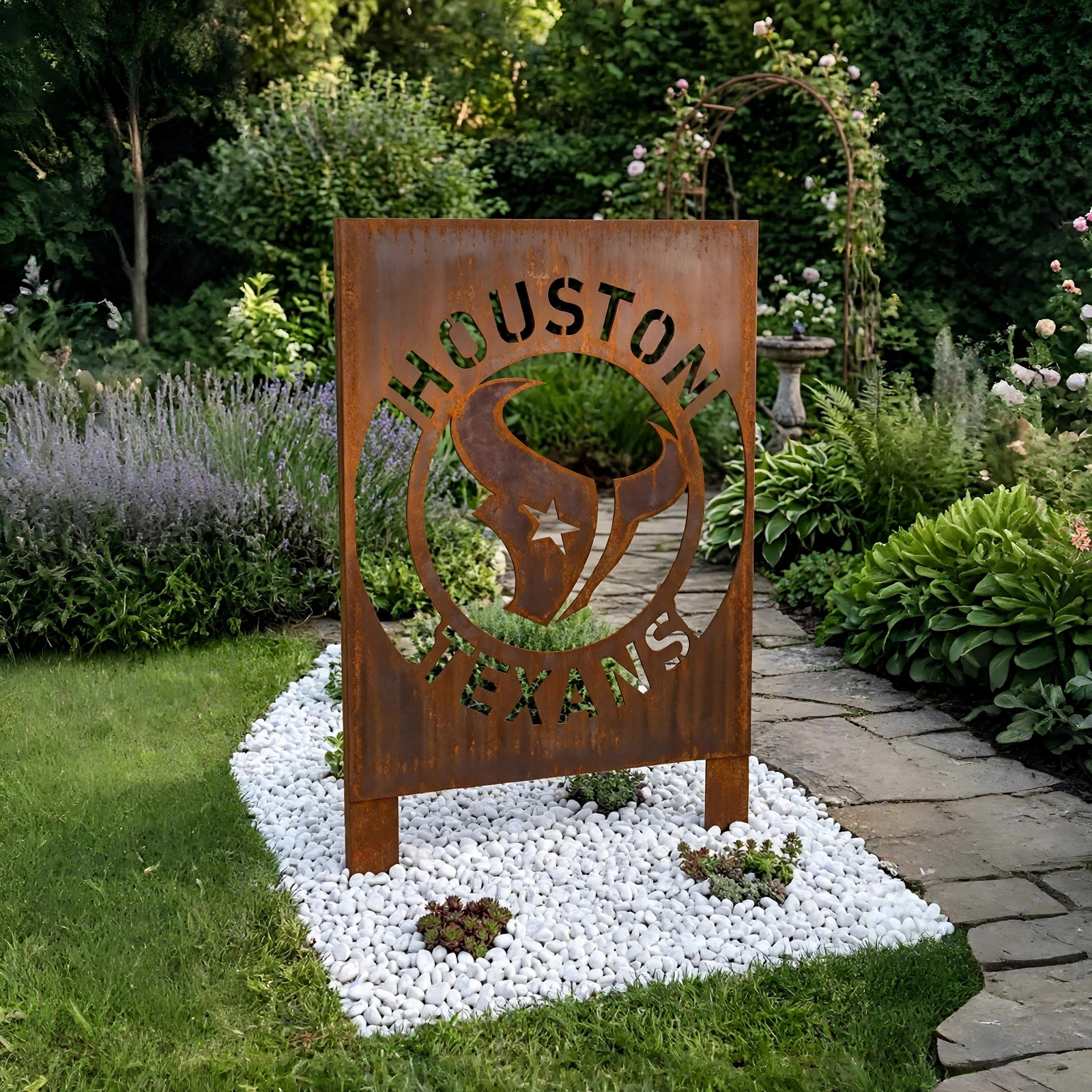 Houston Texans Logo Metal Garden Panel – NFL American Football Fan Outdoor Yard Decor Gift