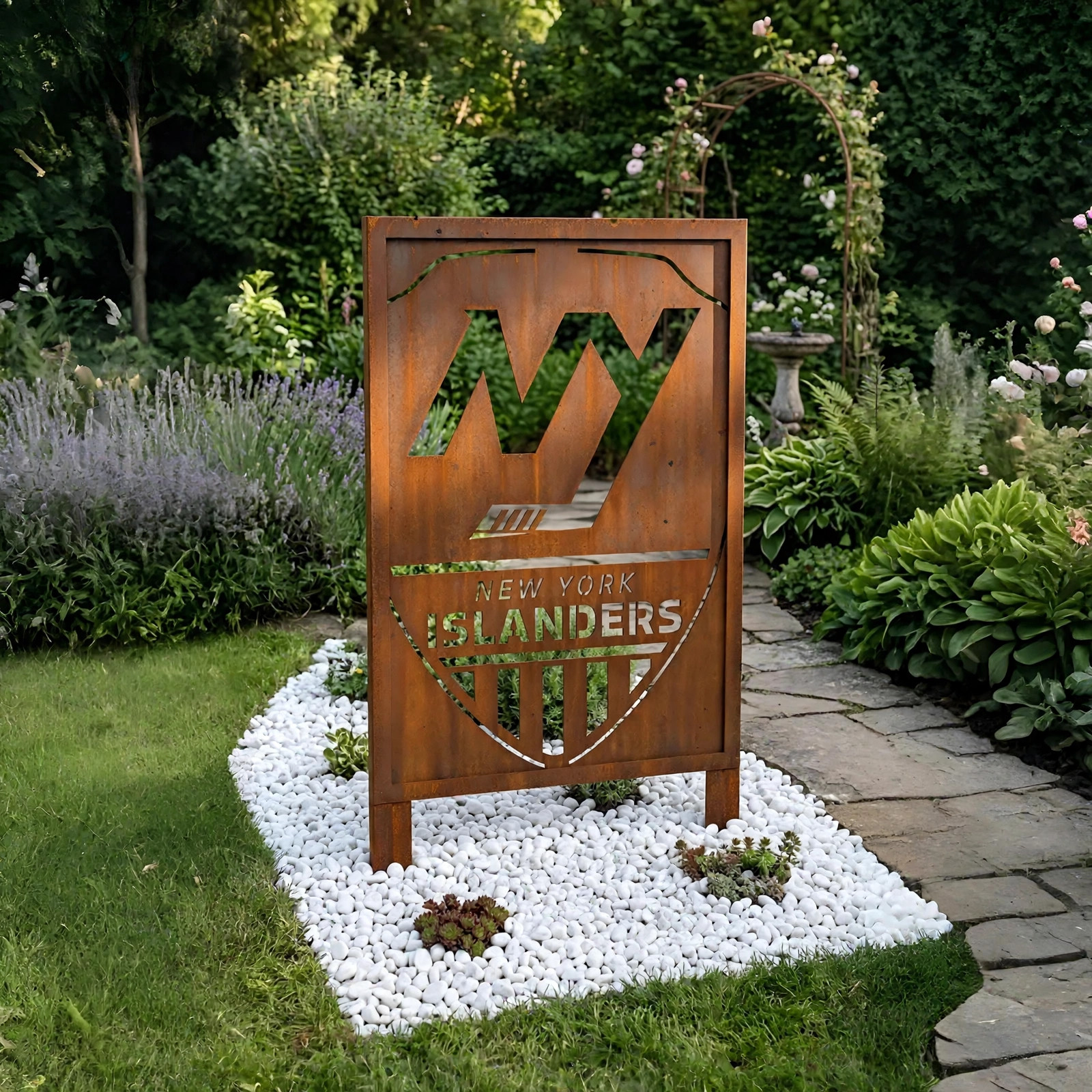 NHL New York Islanders Shield Shape NHL Fan Wall Art Home Decor Metal Garden Panel Yard Art Outdoor Decor