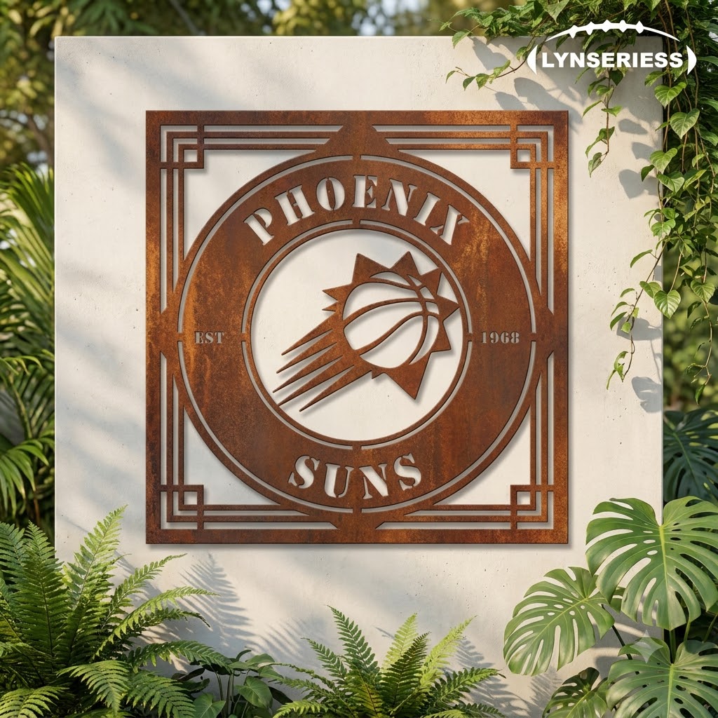 Phoenix Suns NBA Custom Metal Garden Panel Metal Wall Art Basketball Fan Gift Outdoor Patio Porch Vintage Decor
