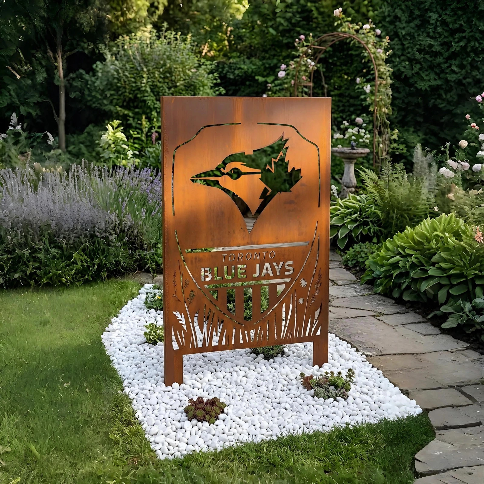 Toronto Blue Jays Shield Logo Metal Garden Panel – MLB Baseball Fan Outdoor Yard Decor Gift