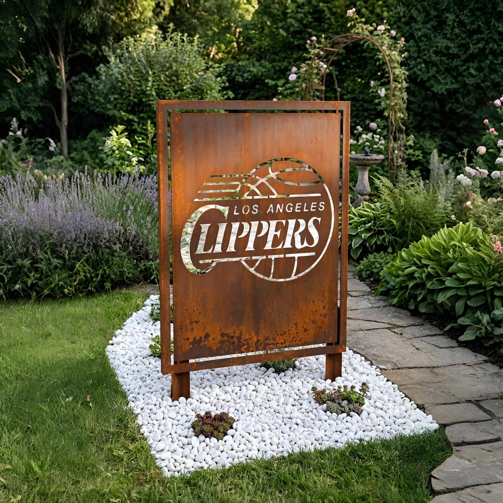 Los Angeles Clippers Logo Metal Garden Panel – NBA Basketball Fan Outdoor Yard Decor Gift