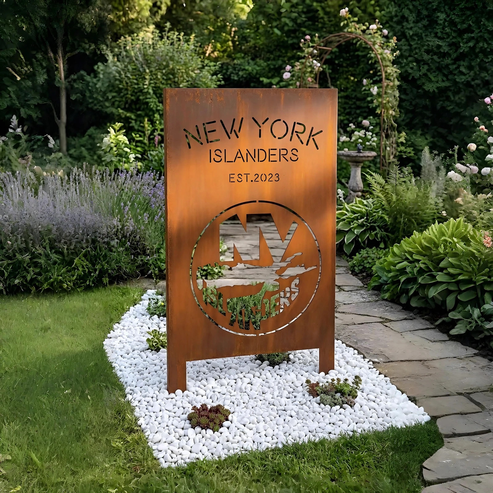 NHL Custom New York Islanders Home Bar Wall Art Decor Metal Garden Panel Yard Art Outdoor Decor