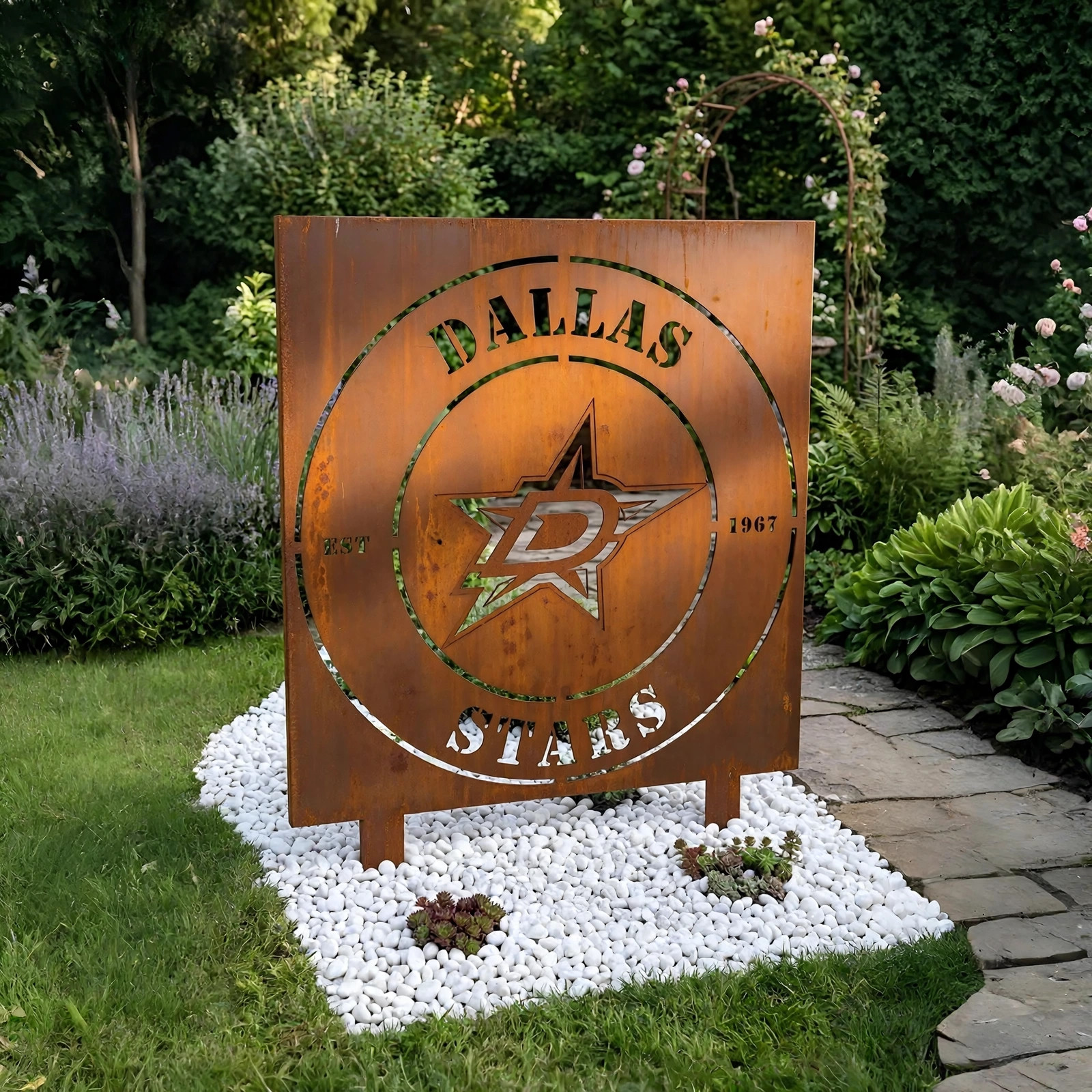 NHL Dallas Stars Metal Garden Panel Yard Art Outdoor Decor