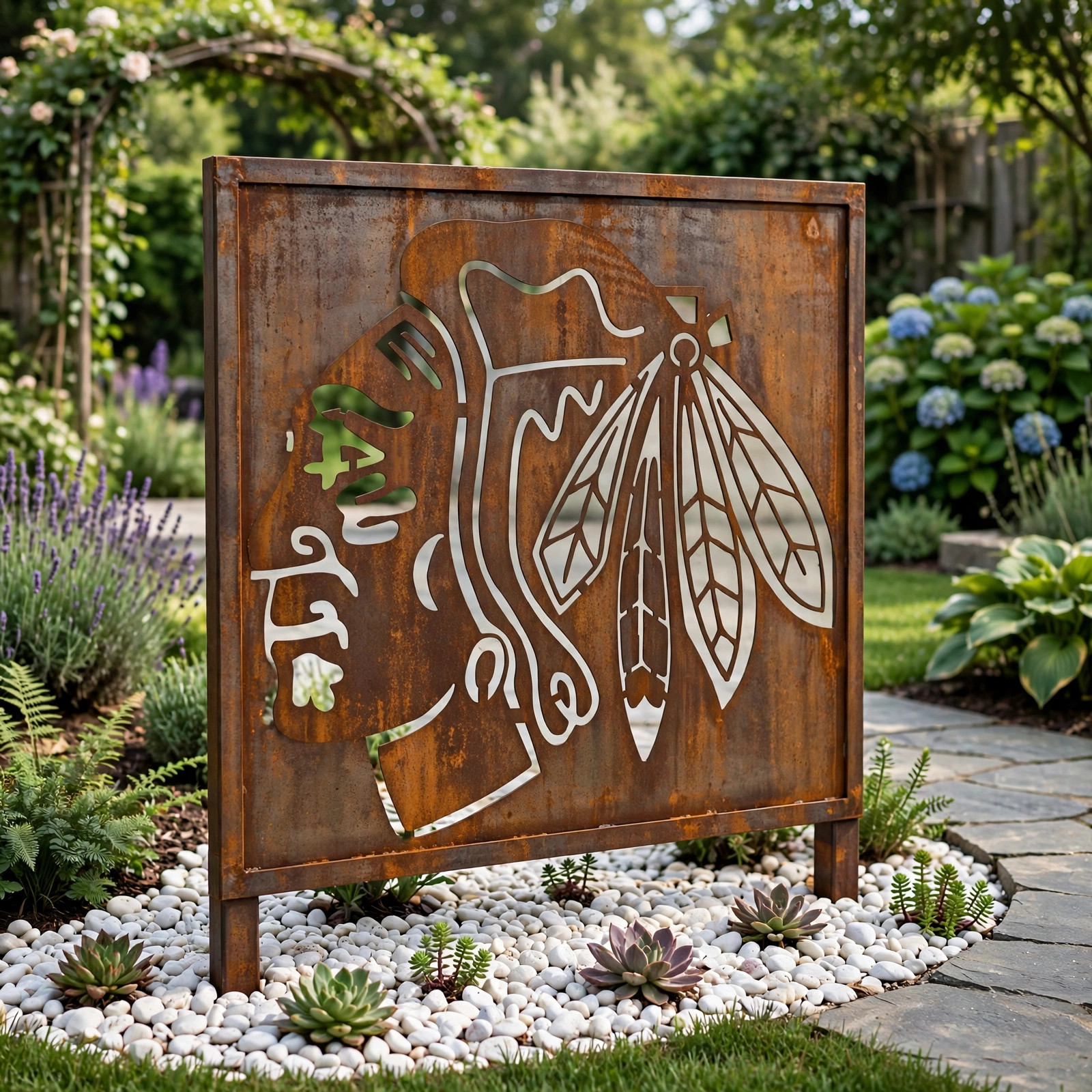 NHL Chicago Blackhawks Logo Hockey Wall Art Home Decor Metal Garden Panel Yard Art Outdoor Decor