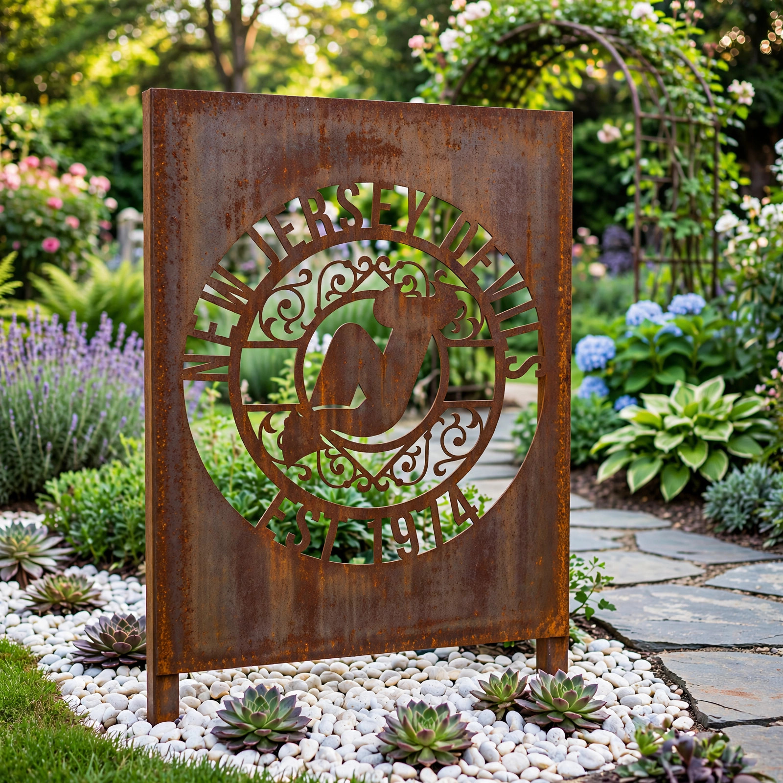 NHL New Jersey Devils Hockey Monogram Wall Art Home Decor Metal Garden Panel Yard Art Outdoor Decor