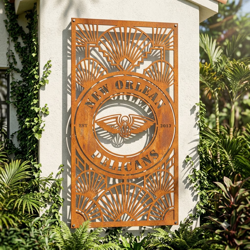 New Orleans Pelicans Custom Metal Garden PanelNBA Wall Art Home Decor