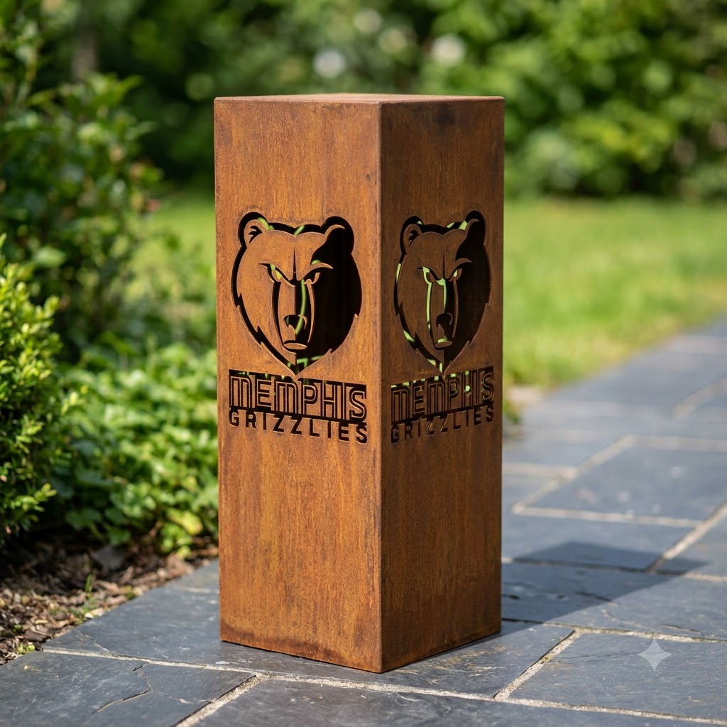 Memphis Grizzlies Logo Garden Metal ColumnNBA Fan Wall Art Home Decor (1)