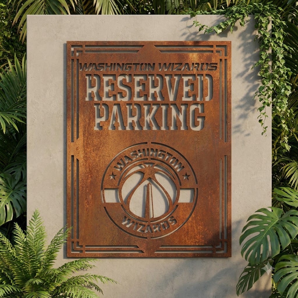 Washington Wizards Reserved Parking Custom Metal Garden PanelNBA Fan Wall Art Home Decor