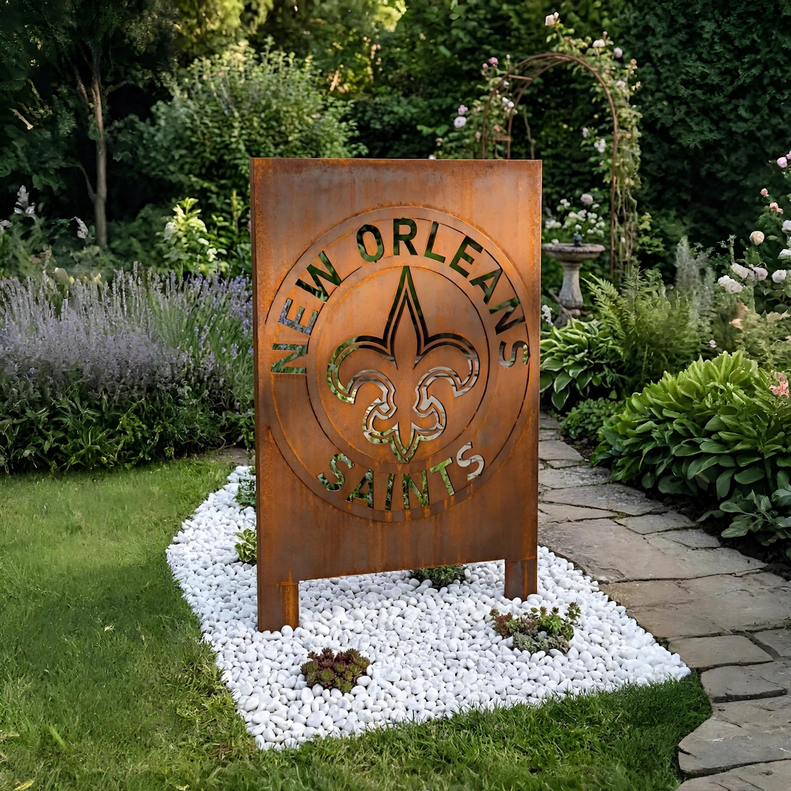 New Orleans Saints Logo Metal Garden Panel – NFL American Football Fan Outdoor Yard Decor Gift
