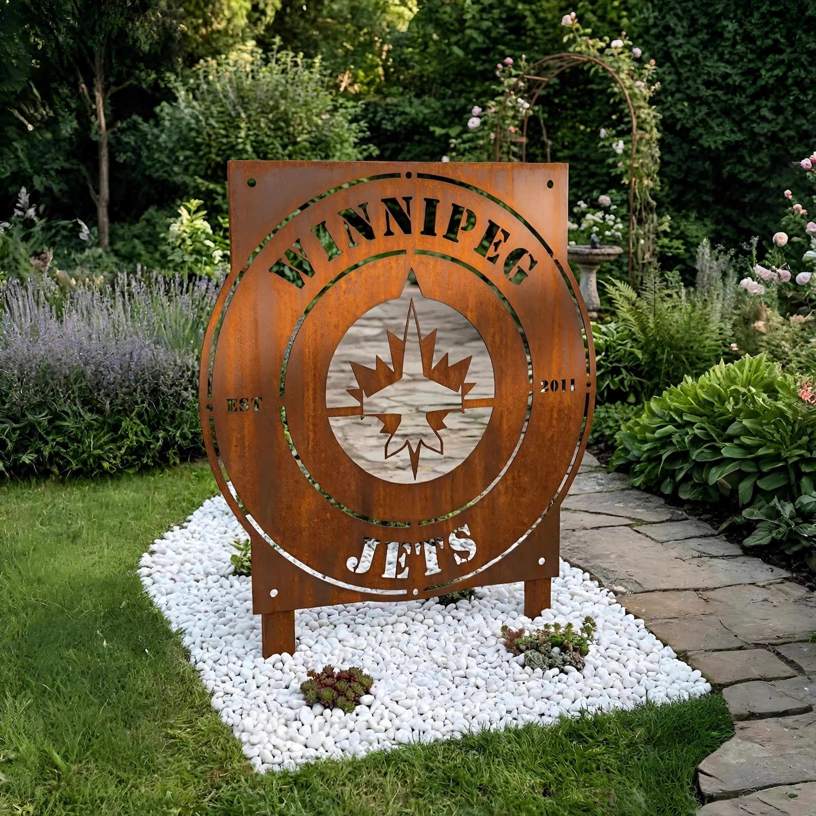 NHL Winnipeg Jets Metal Garden Panel Yard Art Outdoor Decor