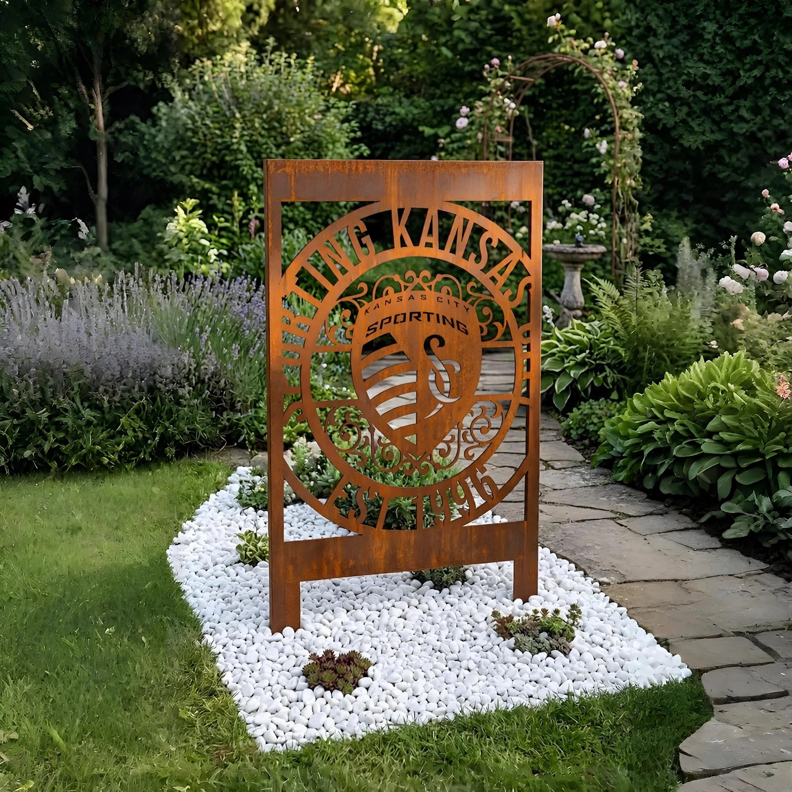 Sporting Kansas City Logo Metal Garden Panel – MLS Soccer Fan Outdoor Yard Decor Gift