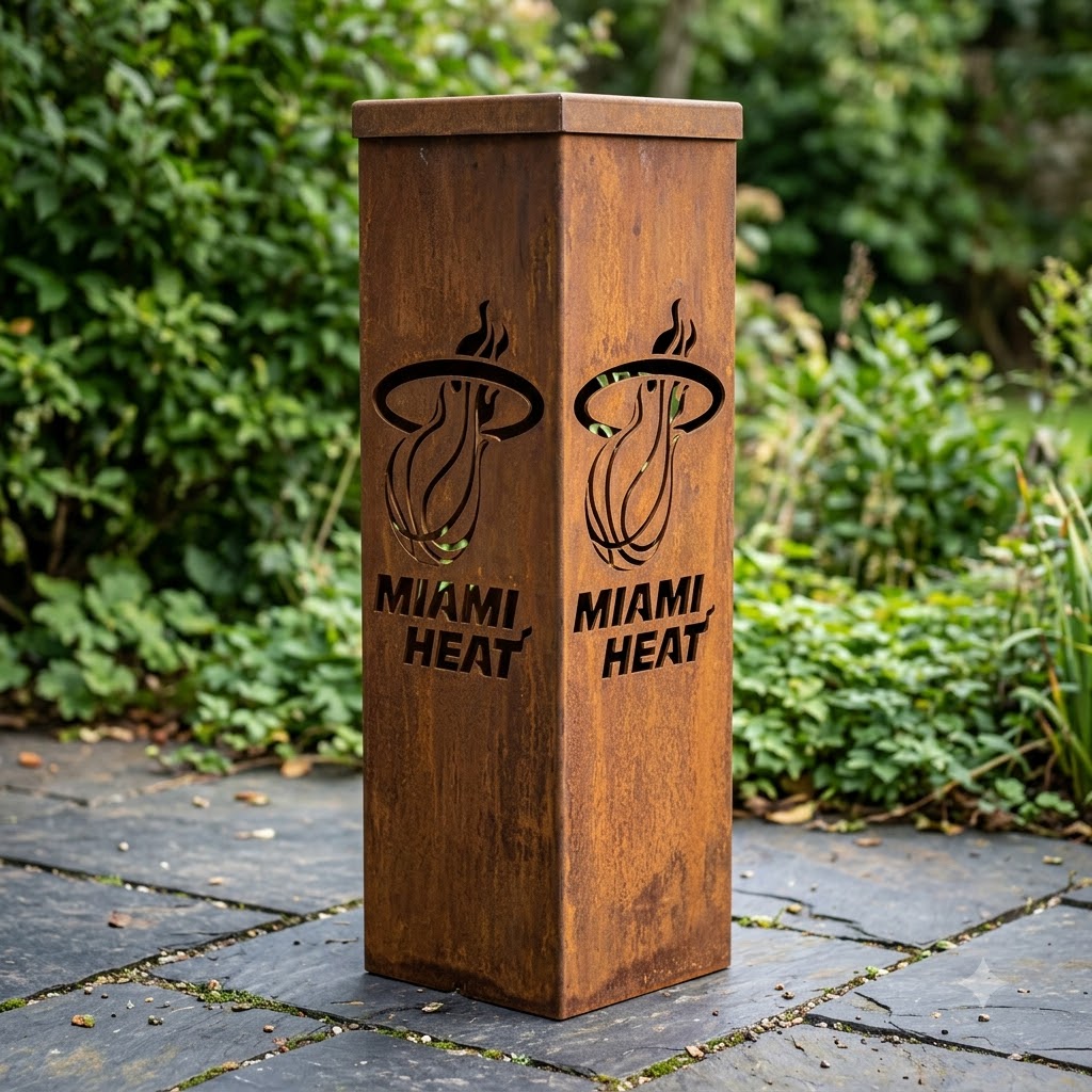 Miami Heat Logo Garden Metal ColumnNBA Fan Wall Art Home Decor
