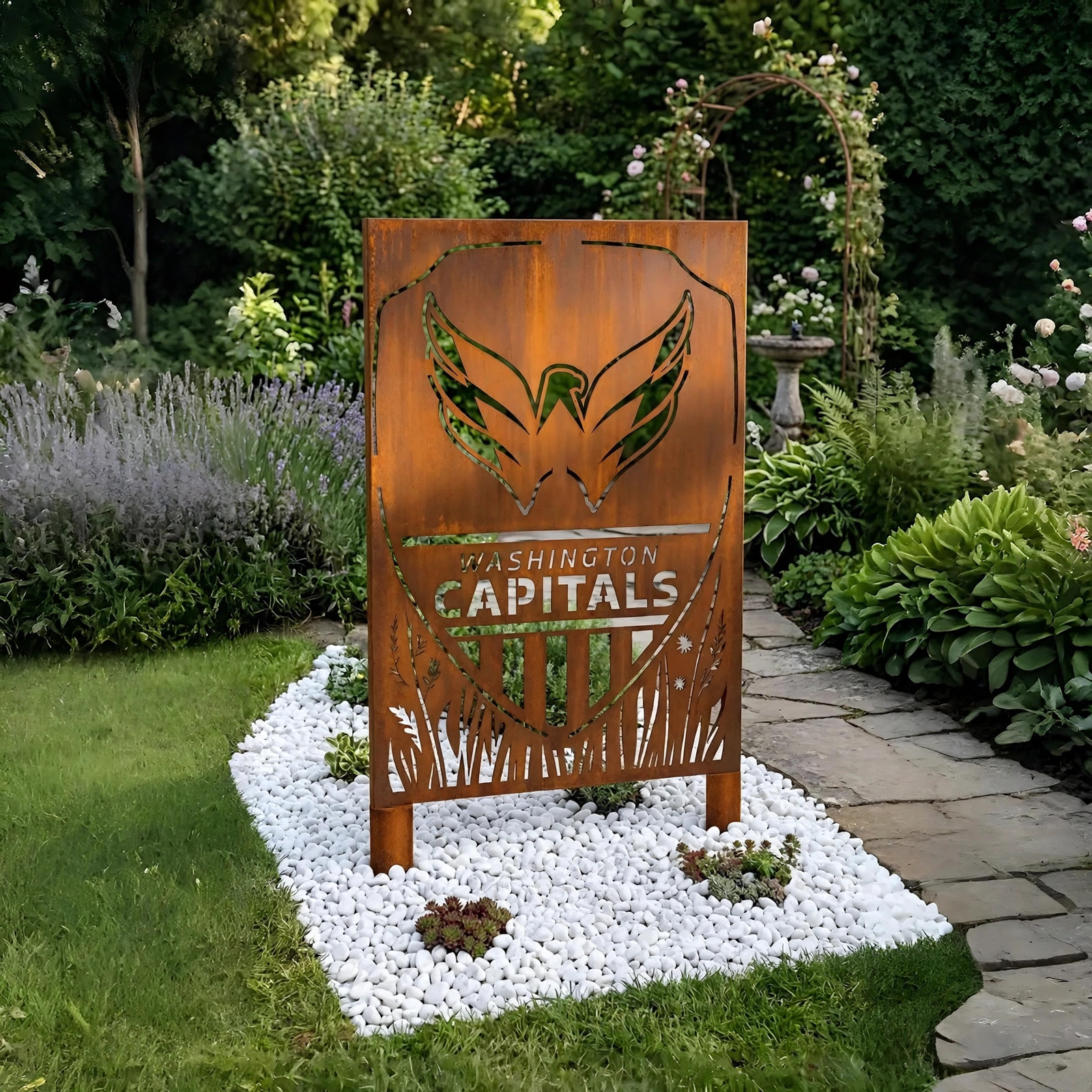 NHL Washington Capitals Shield Shape NHL Fan Wall Art Home Decor Metal Garden Panel Yard Art Outdoor Decor