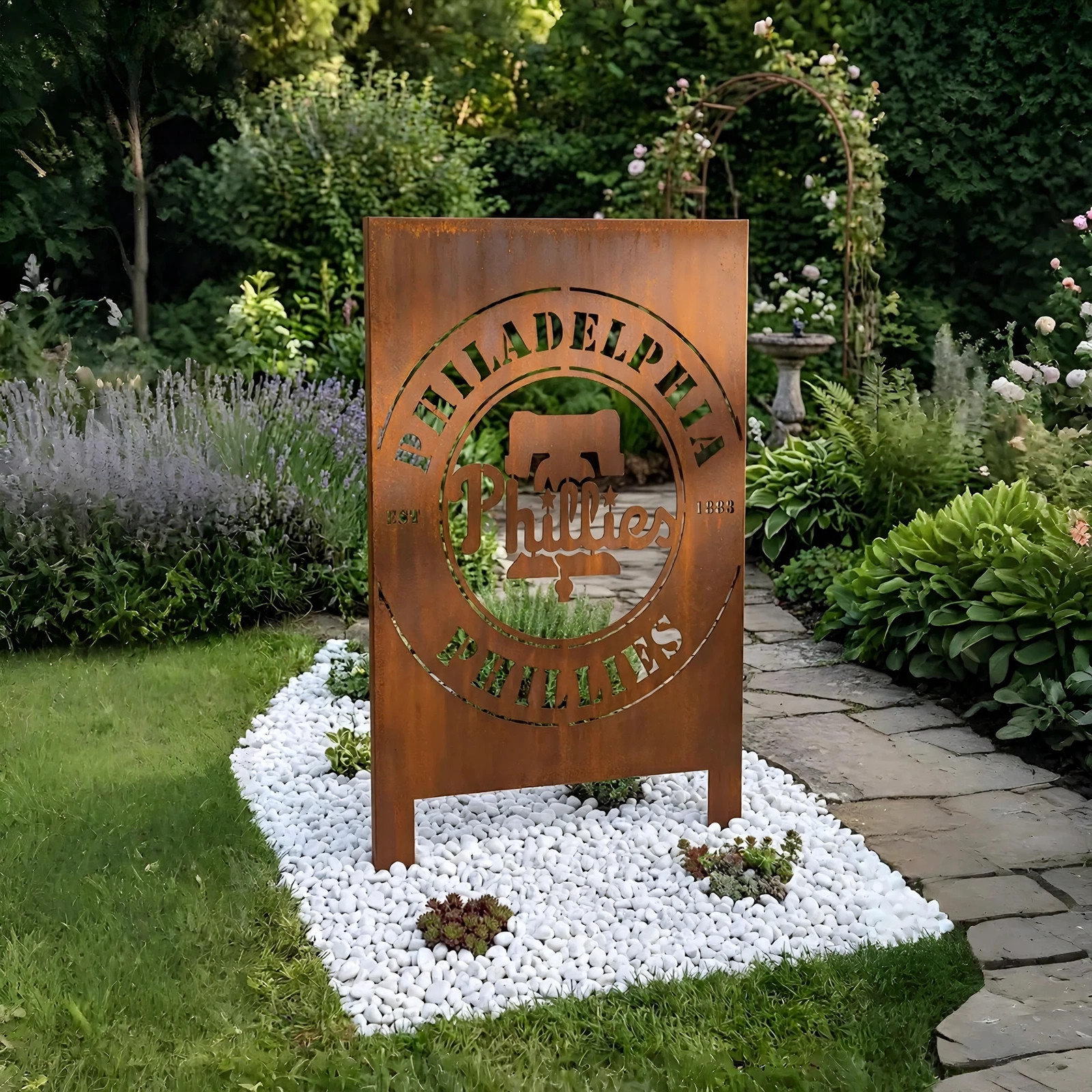 Philadelphia Phillies Logo Metal Garden Panel – MLB Baseball Fan Outdoor Yard Decor Gift