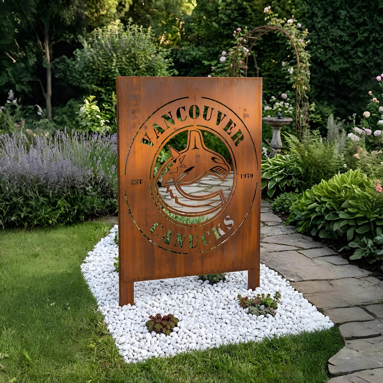 NHL Vancouver Canucks NHL Metal Wall Art Hockey Fan Gift Outdoor Patio Porch Vintage Decor Metal Garden Panel Yard Art Outdoor Decor
