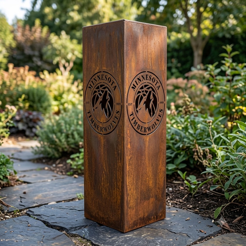 Minnesota Timberwolves NBA Garden Metal Column Metal Wall Art Basketball Fan Gift Outdoor Patio Porch Vinta