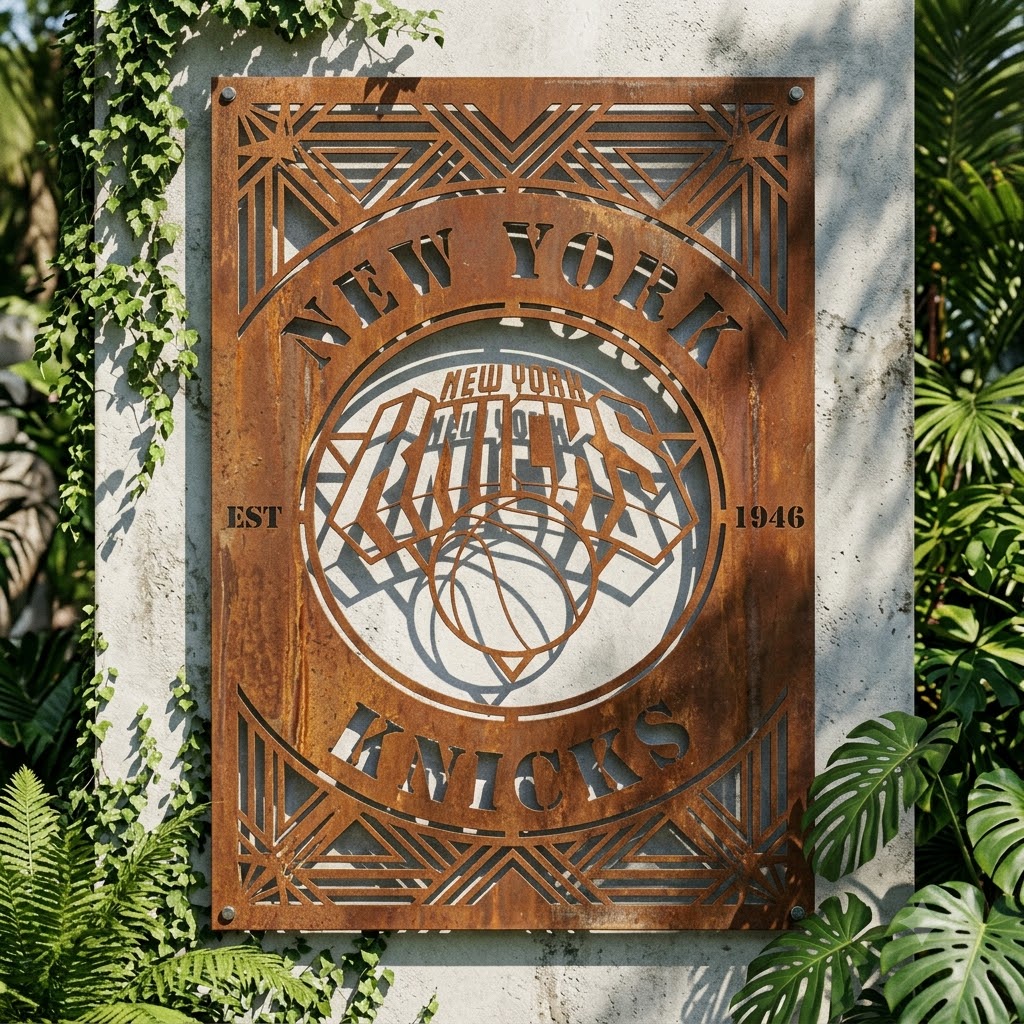 New York Knicks Custom Metal Garden PanelNBA Wall Art Home Decor