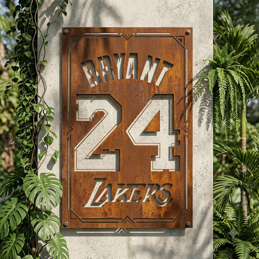 Custom Kobe Bryant 24 Los Angeles Lakers Custom Metal Garden PanelNBA Fan Wall Art Home Decor