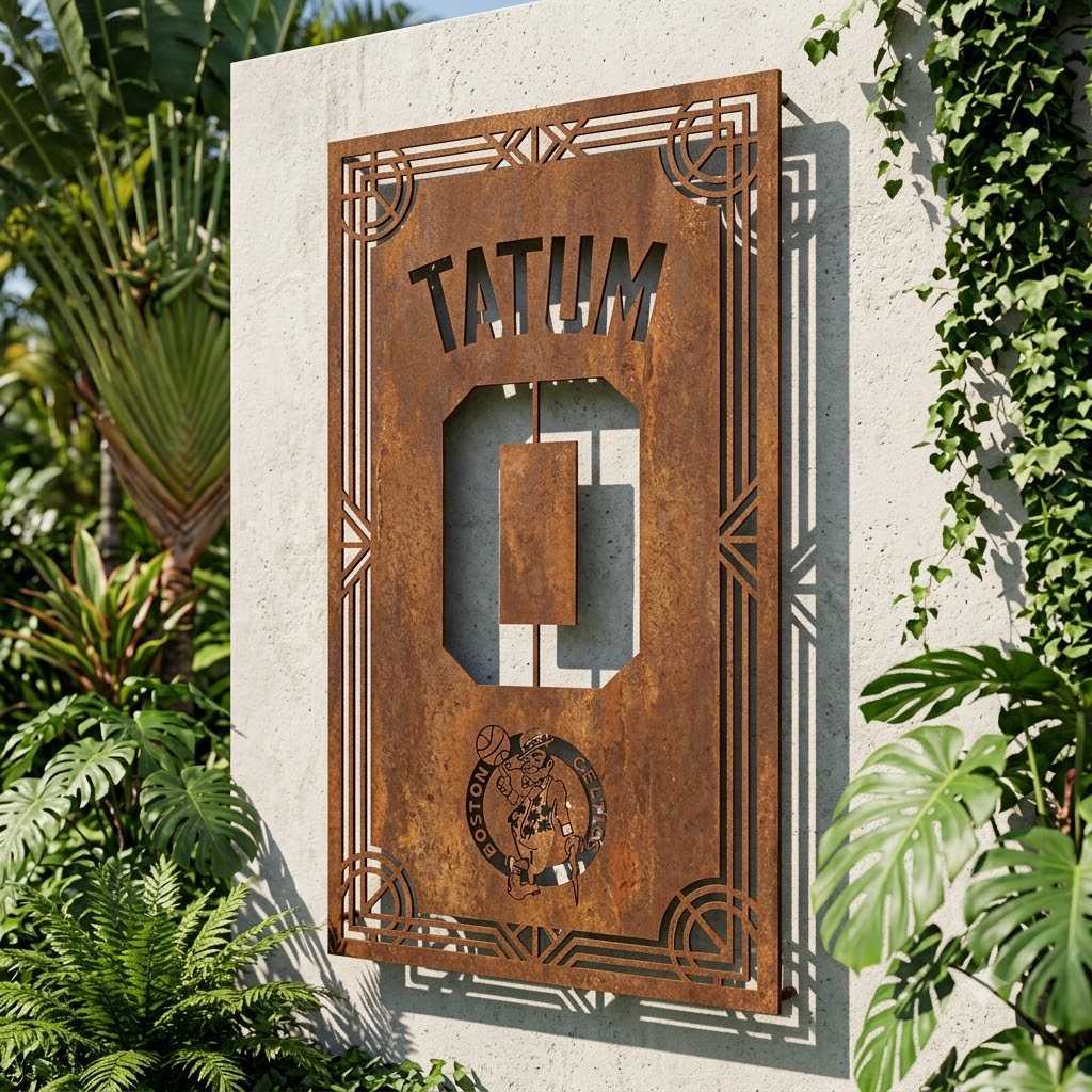 Custom Jayson Tatum 0 Boston Celticss Custom Metal Garden PanelNBA Fan Wall Art Home Decor