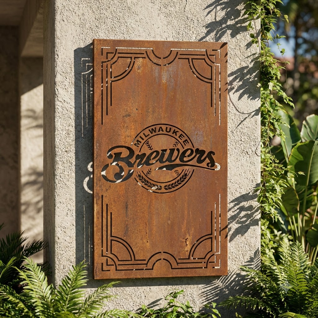 Milwaukee Brewers Metal Custom Metal Garden Panel Home Bar Wall Art Decor
