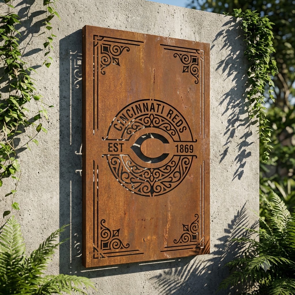 Cincinnati Reds Monogram Custom Logo Metal Wall Panel – MLB Baseball Fan Wall Decor Gift