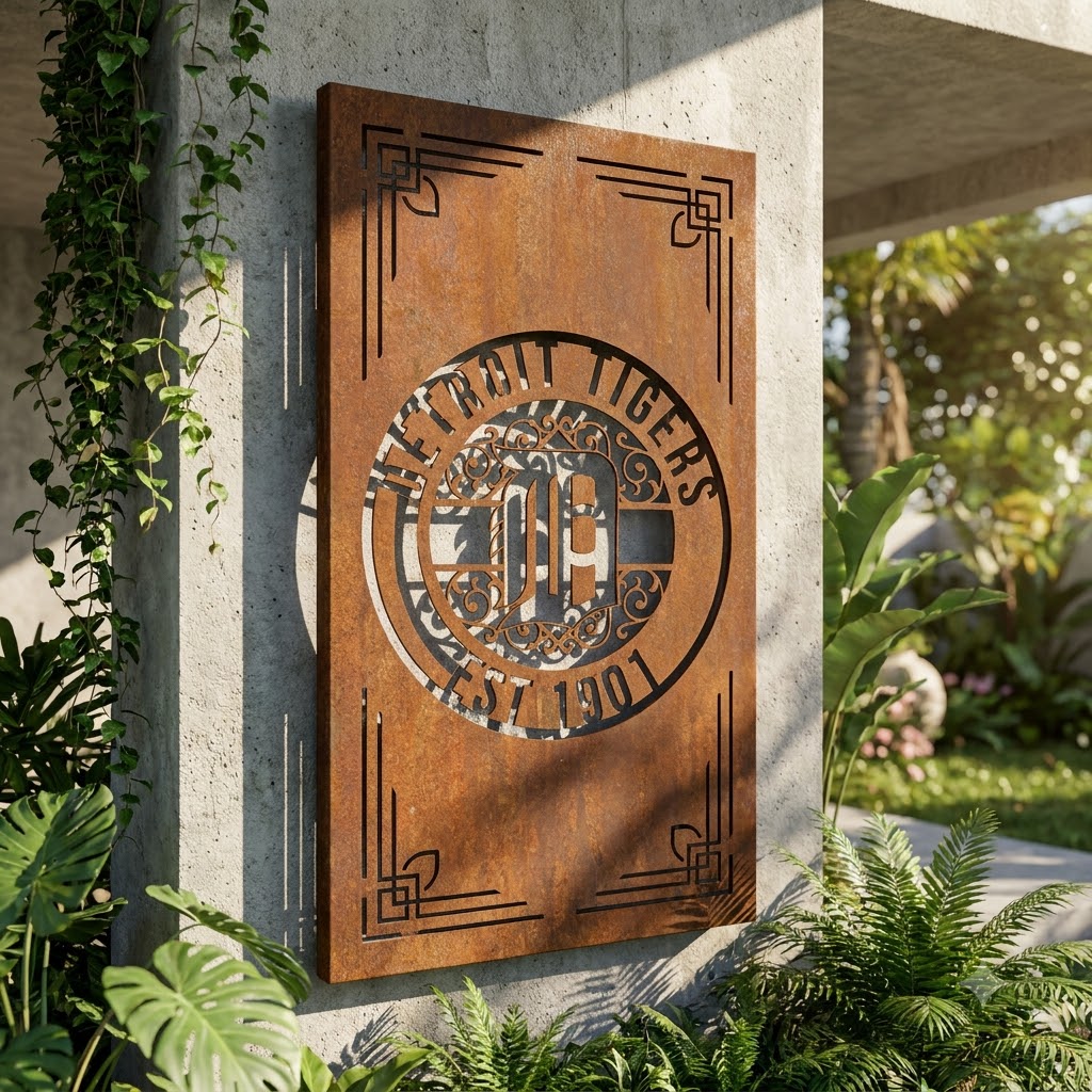 MLB Detroit Tigers Metal Custom Metal Garden Panel Baseball Monogram Wall Art Home Decor