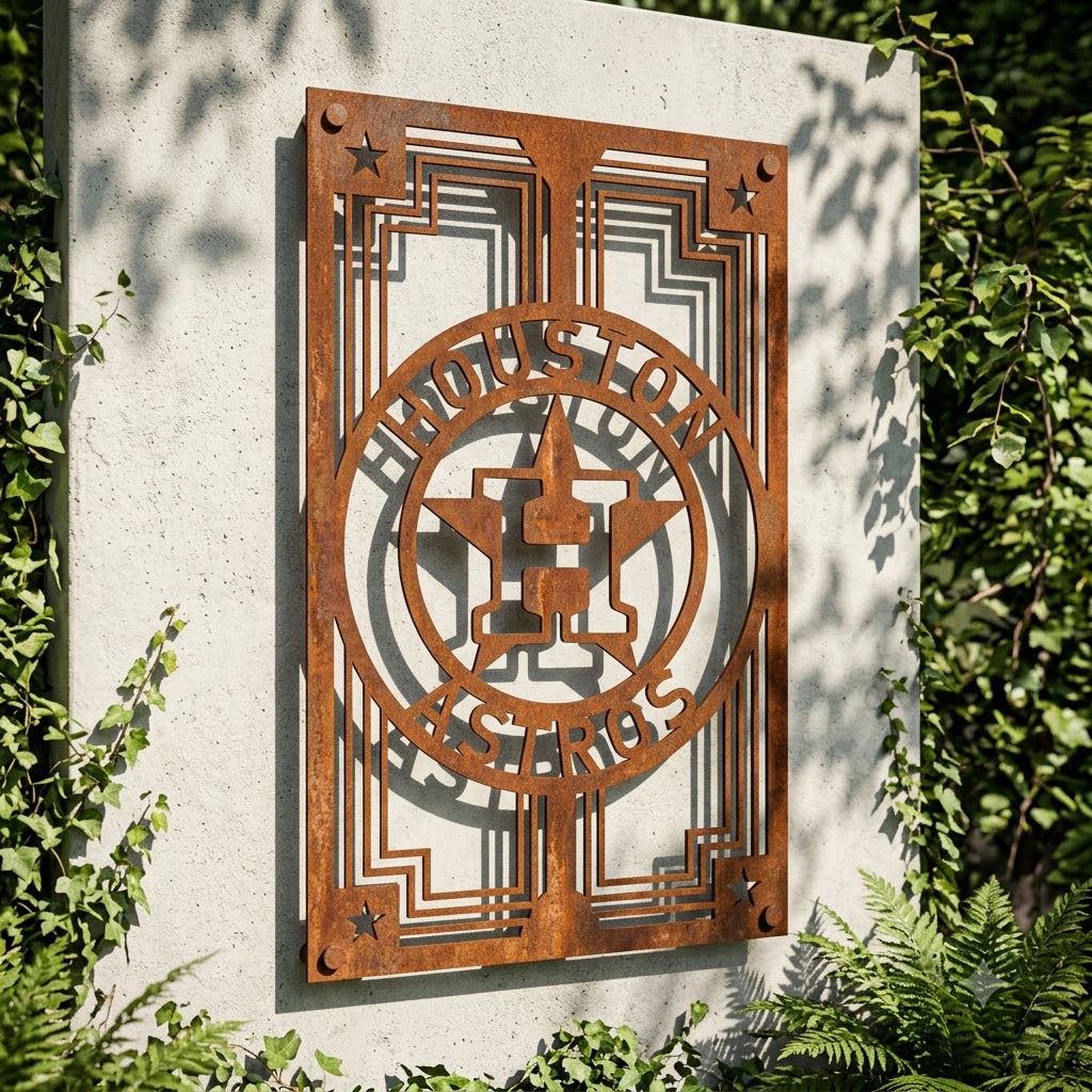MLB HOUSTON ASTROS Metal Custom Metal Garden Panel Baseball Wall Art Home Decor (1)