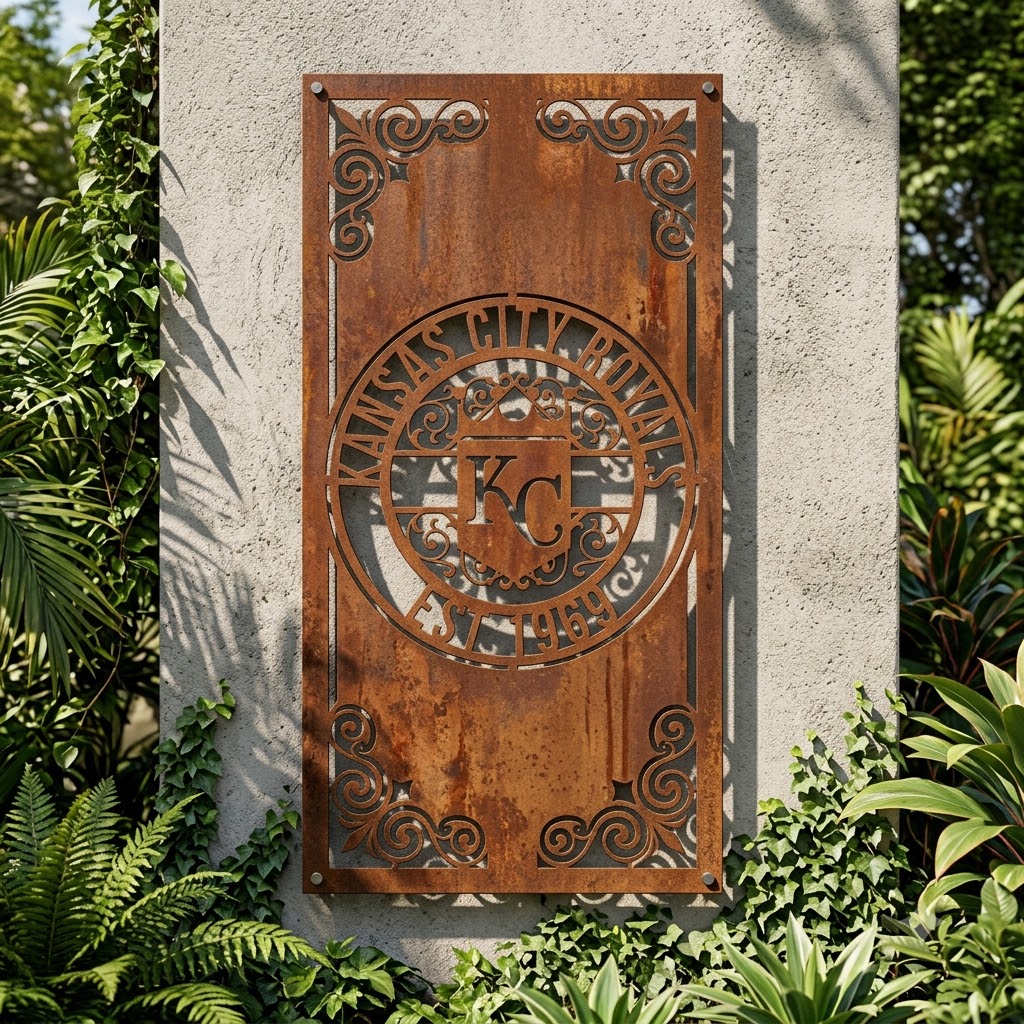 MLB Kansas City Royals Metal Custom Metal Garden Panel Baseball Monogram Wall Art Home Decor