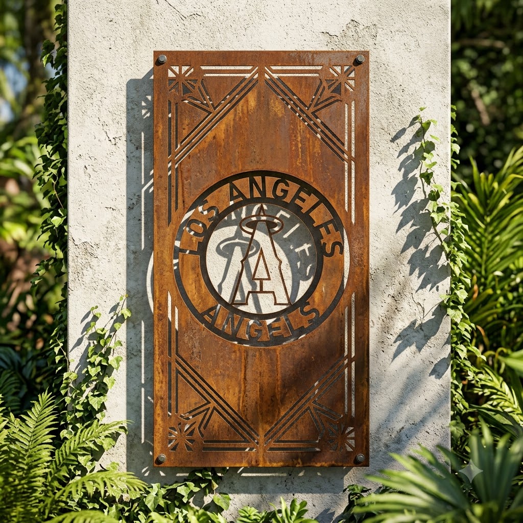 MLB Los Angeles Angels Metal Custom Metal Garden Panel Baseball Wall Art Home Decor