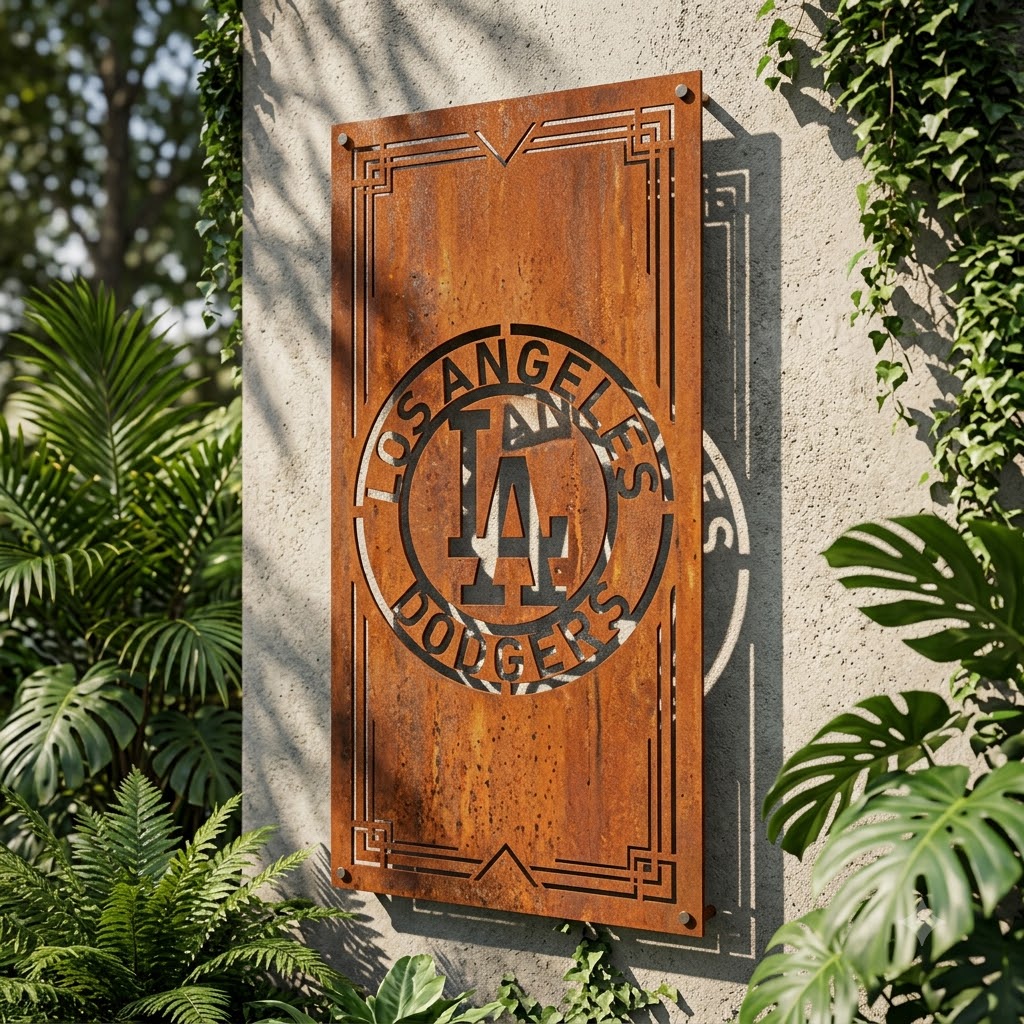 MLB Los Angeles Dodgers Metal Custom Metal Garden Panel Baseball Wall Art Home Decor