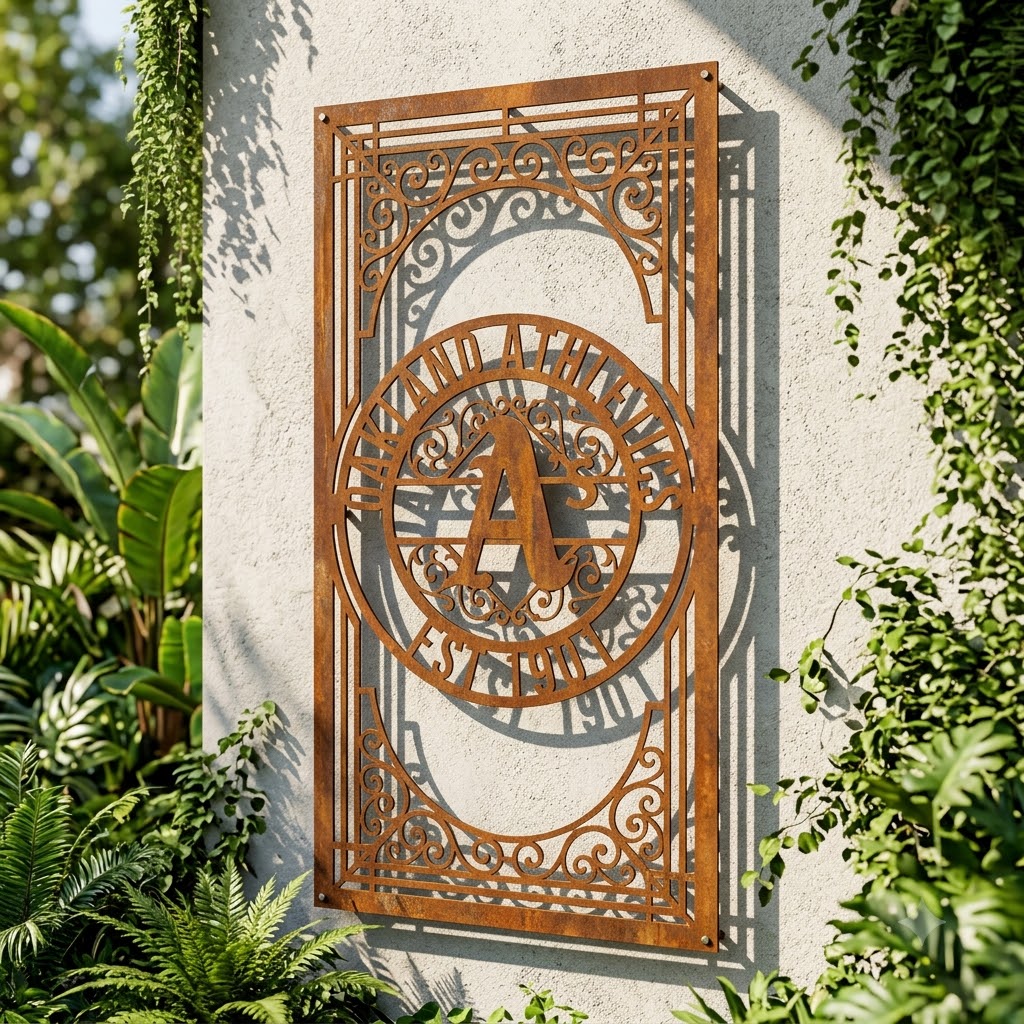 MLB Oakland Athletics Metal Custom Metal Garden Panel Baseball Monogram Wall Art Home Decor