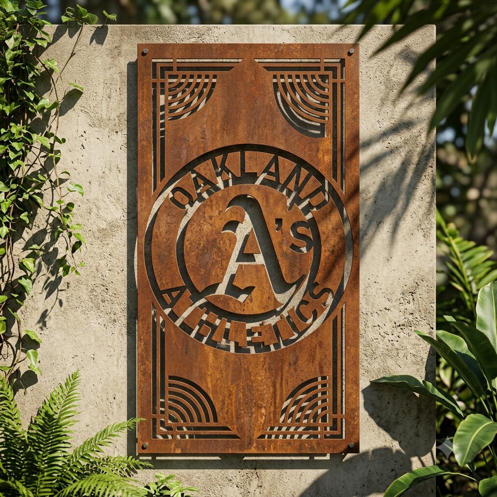MLB OAKLAND ATHLETICS Metal Custom Metal Garden Panel Baseball Wall Art Home Decor