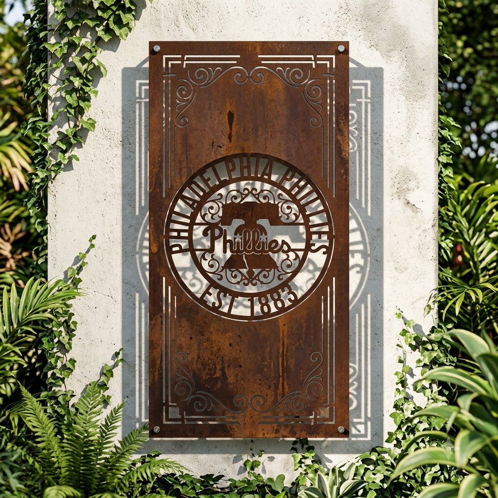 MLB Philadelphia Phillies Metal Custom Metal Garden Panel Baseball Monogram Wall Art Home Decor