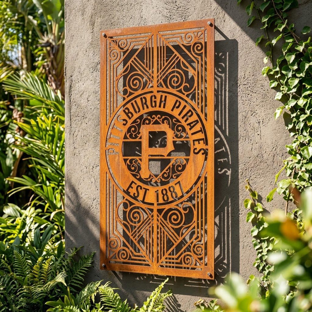 MLB Pittsburgh Pirates Metal Custom Metal Garden Panel Baseball Monogram Wall Art Home Decor