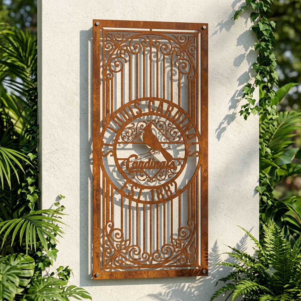 MLB St Louis Cardinals Metal Custom Metal Garden Panel Baseball Monogram Wall Art Home Decor