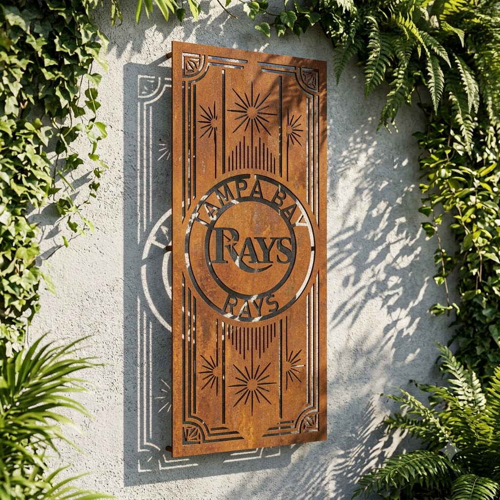 MLB Tampa Bay Rays Metal Custom Metal Garden Panel Baseball Wall Art Home Decor