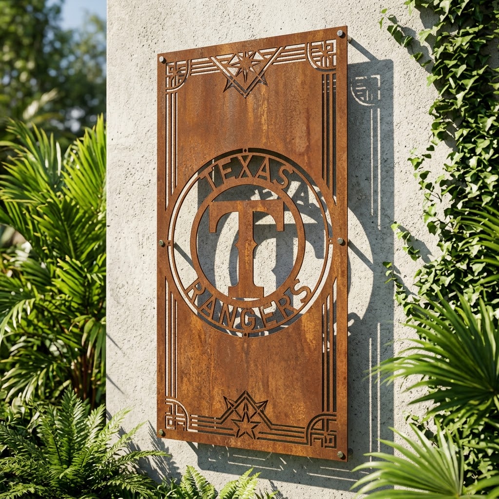 MLB TEXAS RANGERS Metal Custom Metal Garden Panel Baseball Wall Art Home Decor